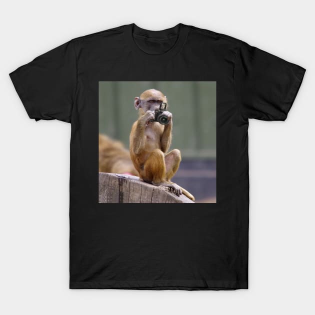 Monkey with a camera T-Shirt by Simon-dell